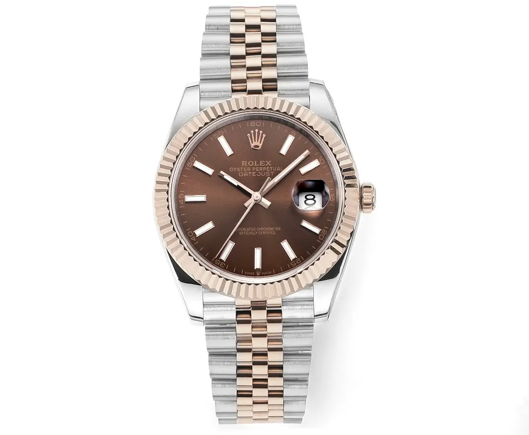 src_0-102.webp Rolex Datejust 41mm Watch – Brown Dial, Two-Tone Steel & Gold, Fluted Bezel - Image 1