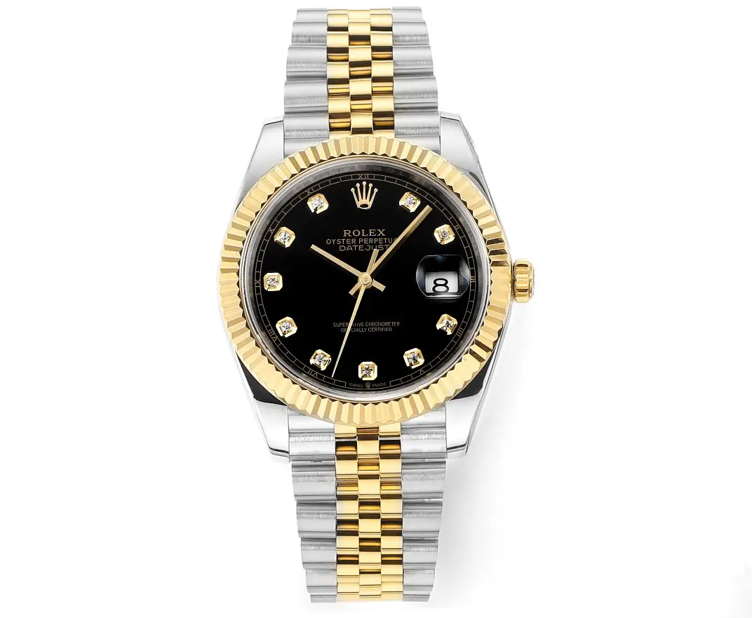 src_0-110.webp Rolex Datejust 41mm Watch – Two-Tone Steel and Gold with Black Diamond Dial - Image 1