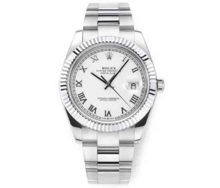 Rolex Datejust 41mm Silver Fluted Bezel White Dial Watch