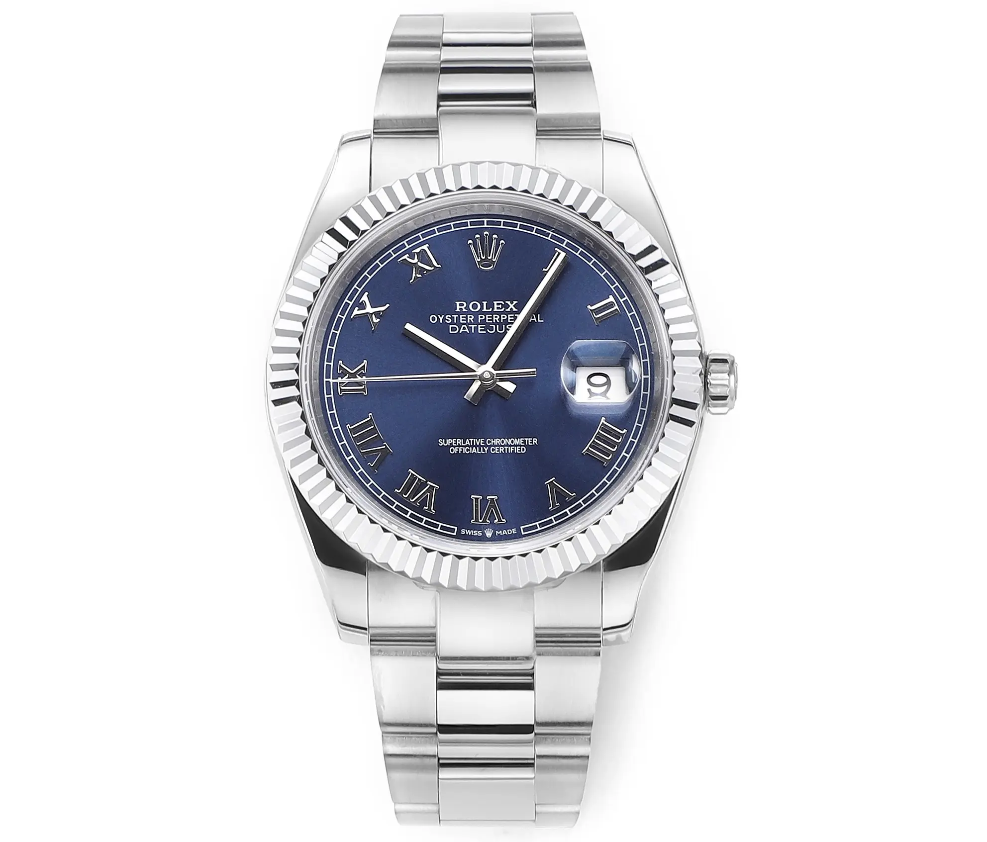 src_0-116.webp Rolex Datejust 41mm Watch – Blue Dial, Fluted Bezel, Stainless Steel - Image 1