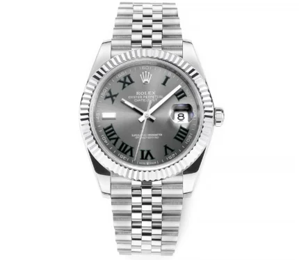 Rolex Datejust 41mm Watch – Silver with Grey Dial, Fluted Bezel