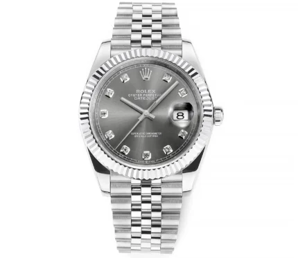 Rolex Datejust 41mm Watch – Silver Dial, Diamond Markers, Stainless Steel Jubilee Bracelet