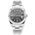 Rolex Datejust 41mm Watch – Silver Fluted Bezel, Grey Dial, Stainless Steel Bracelet