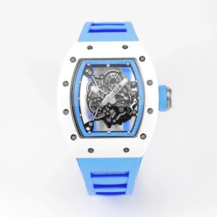 Richard Mille White Cerami White Ceramic Blue Strap Watch