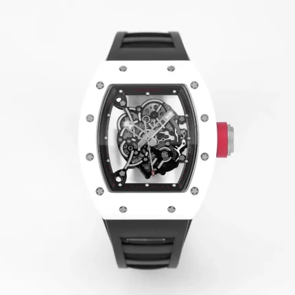 Richard Mille White Cerami White Ceramic Watch Black Strap