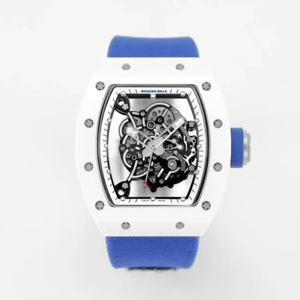 Richard Mille White Cerami5 White Ceramic Blue Strap Watch