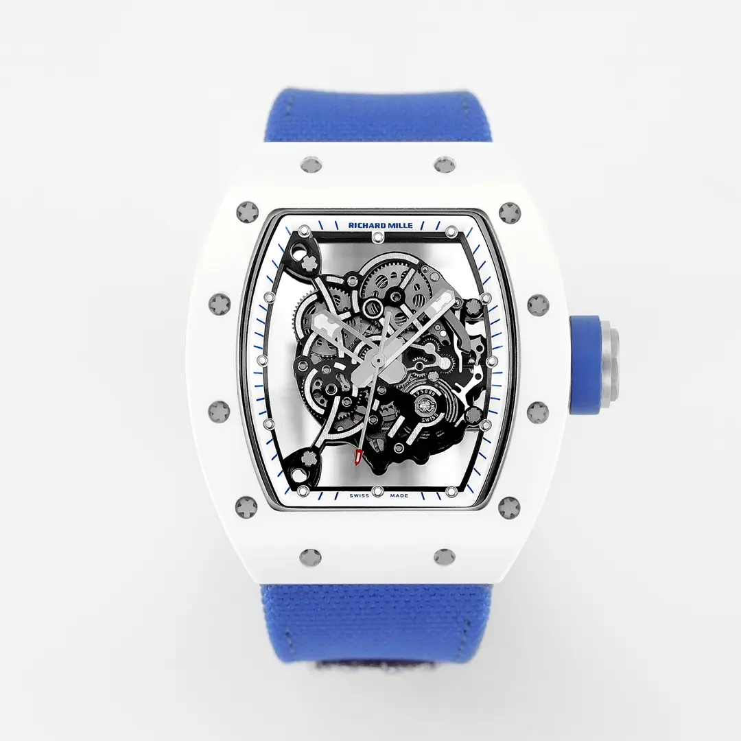 src_0-127.webp Richard Mille White Cerami5 White Ceramic Blue Strap Watch - Image 1