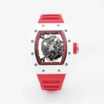 Richard Mille White Ceramic Red Strap Watch