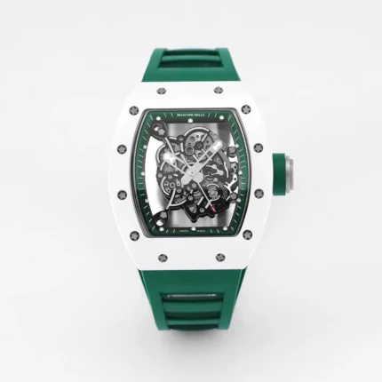 Richard Mille White Ceramic Green Strap Watch