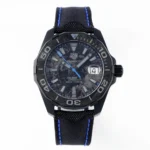 TAR Super TAG Heuer Series Watch – Black with Blue Stitching, Casual & Formal Style, 100m Waterproof, SW200 Movement