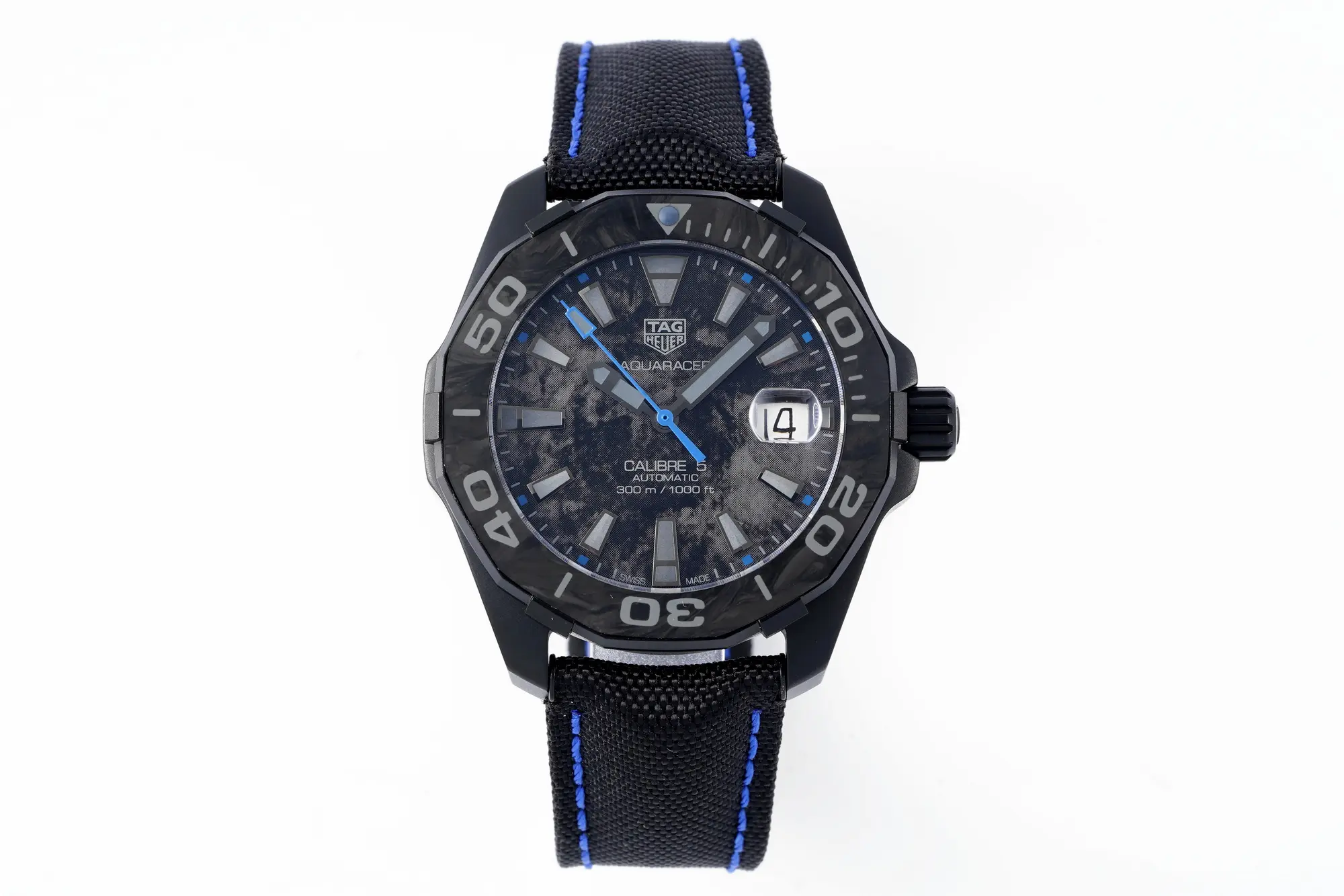 src_0-22.webp TAR Super TAG Heuer Series Watch – Black with Blue Stitching, Casual & Formal Style, 100m Waterproof, SW200 Movement - Image 1
