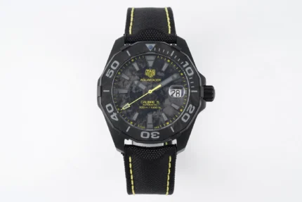 TAR Super TAG Heuer Series Watch – Black Carbon Fiber Dial, Yellow Stitching Strap, Formal & Casual Style, SW200 Movement