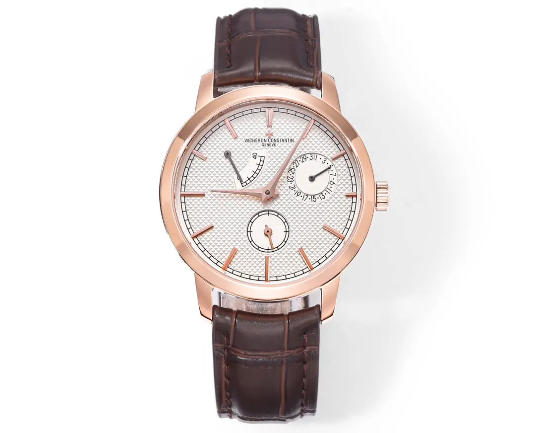 src_0-3.webp Vacheron Constantin Traditionnelle 83520/000R-9909 Rose Gold Mechanical Watch with Brown Leather Strap - Image 1