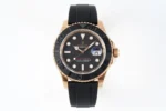 Rolex Yacht-Master 40mm Rose Gold Black Dial Rubber Strap Automatic Watch
