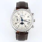 Longines Master Moonphase V4 Silver Brown Leather