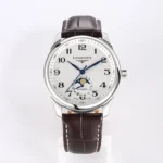 Longines Master Moonphase Watch Silver Brown