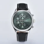 Longines Master Moonphase Chronograph Green Dial Leather Strap