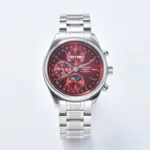 Longines Master Moonphase Chronograph Red Dial Stainless Steel