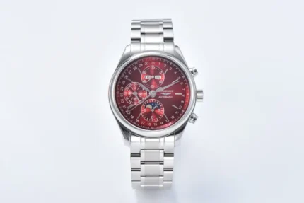 Longines Master Moonphase Chronograph Red Dial Stainless Steel
