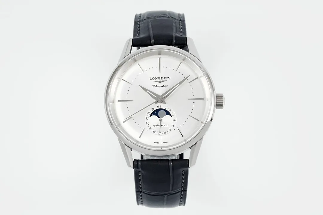 src_0-373.webp Longines Flagship Moonphase Watch Silver Black - Image 1