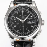 Longines Classic Record Black Leather Watch
