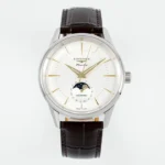 Longines Flagship Moonphase Watch Silver Brown