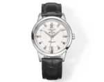 Longines Conquest Cyclops White Dial Black Leather