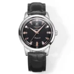 Longines Conquest Cyclops Black Leather Watch