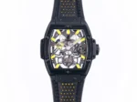 Hublot Masterpiece 906 Black & Yellow Skeleton Tourbillon Watch with Leather Strap