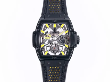 Hublot Masterpiece 906 Black & Yellow Skeleton Tourbillon Watch with Leather Strap