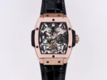 Hublot Masterpiece 906 Rose Gold/Platinum Plated Skeleton Tourbillon Watch with Black Leather Strap