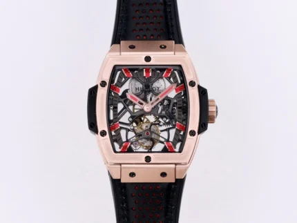 Hublot Masterpiece 906 Rose Gold/Platinum Plated Tourbillon Watch with Black Leather Strap