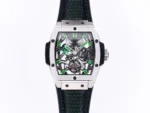 Hublot Masterpiece 906 Tourbillon Watch – Silver with Green Accents, Manual Wind Movement, Leather Strap