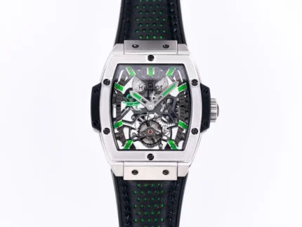 Hublot Masterpiece 906 Tourbillon Watch – Silver with Green Accents, Manual Wind Movement, Leather Strap