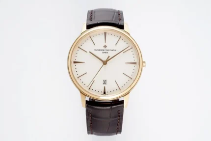 Vacheron Constantin Patrimony 85180 Series Watch – Gold Case, Brown Leather Strap, Minimalist Design