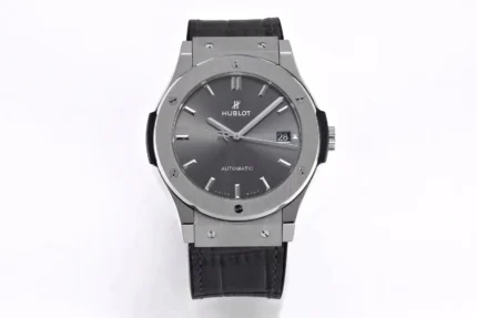 Hublot Classic Fusion Titanium Watch – Grey Dial, 45MM, Polished Brushed Case, Black Strap