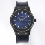 Hublot Classic Fusion Ceramic Watch – Black Ceramic Case, Blue Dial, Crocodile Leather Strap by GSF