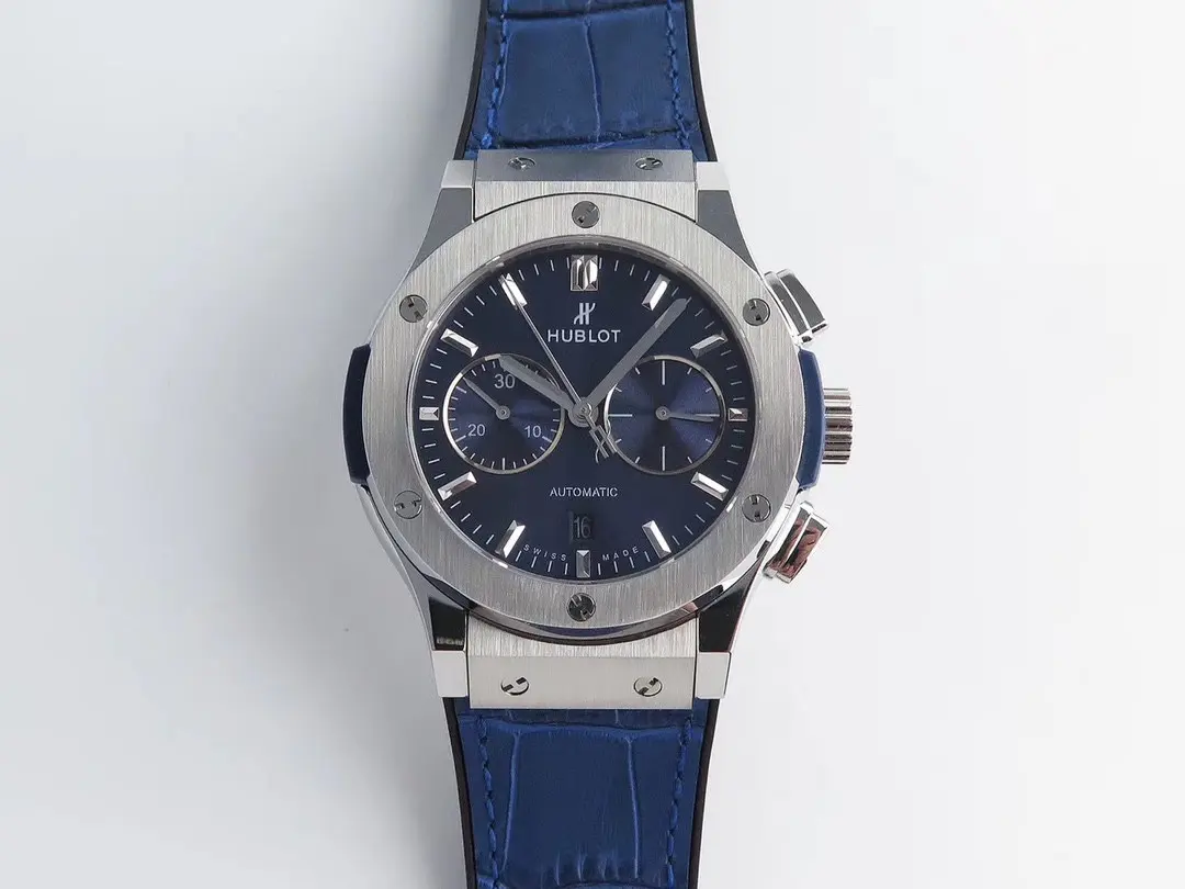 src_0-404.webp HB Hengbao Hublot Classic Fusion 45mm Blue Leather Strap Automatic Watch - Image 1