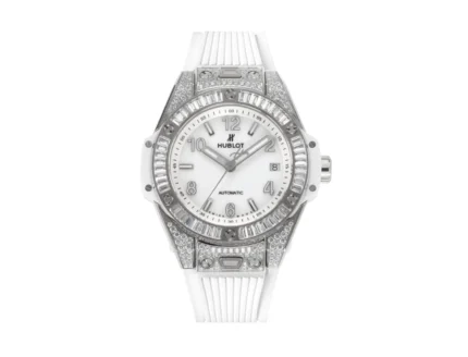 Hublot Big Bang One-Click 39mm Stainless Steel White Pave Watch – Automatic, White Strap