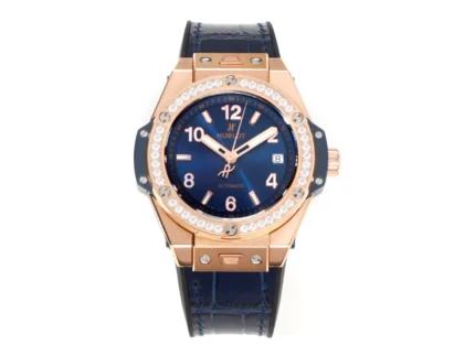 HUBLOT Big Bang One-Click 39mm Rose Gold Blue Dial Diamond Set Automatic Watch