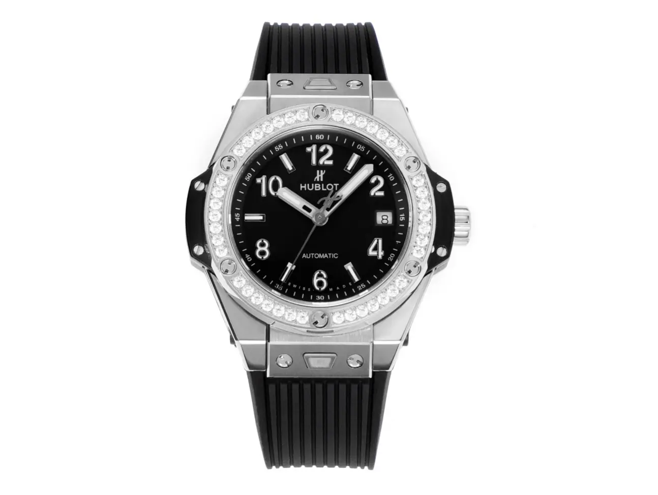 src_0-412.webp Hublot Big Bang One-Click 39mm Stainless Steel White Pave Watch with Black Strap (2) - Image 1