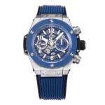Hublot Big Bang Watch – Blue Chronograph with Skeleton Dial, Automatic Movement, Titanium Case