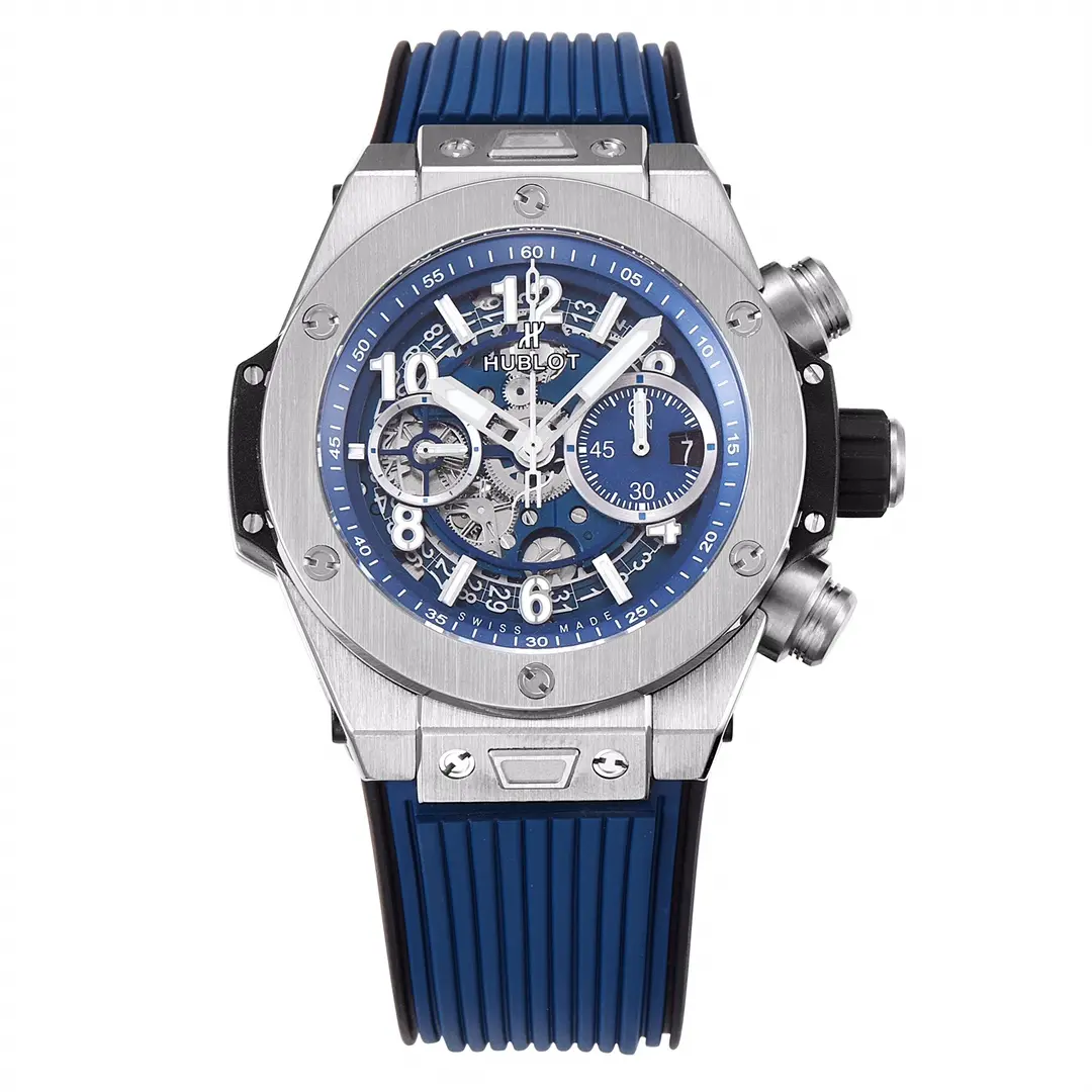 src_0-414.webp Hublot Big Bang Watch – Blue Dial, Chronograph, Titanium Case, Rubber Strap - Image 1