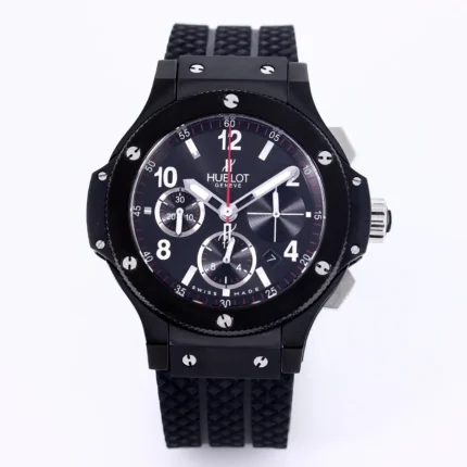 HUBLOT Big Bang 44mm Black Ceramic Chronograph Watch with Rubber Strap