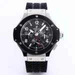 Hublot Big Bang 44mm Black Ceramic & Stainless Steel Chronograph Watch with Rubber Strap