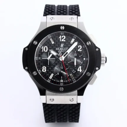 Hublot Big Bang 44mm Black Ceramic & Stainless Steel Chronograph Watch with Rubber Strap