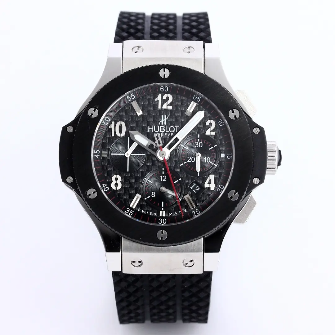 src_0-418.webp Hublot Big Bang 44mm Black Ceramic & Stainless Steel Chronograph Watch with Rubber Strap - Image 1