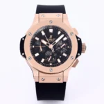 Hublot Big Bang 44mm Rose Gold Black Dial Rubber Strap Chronograph Watch