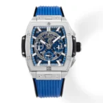 HUBLOT Spirit of Big Bang Limited Edition Watch – Titanium & Resin, Blue Rubber Strap, Racing Inspired Design
