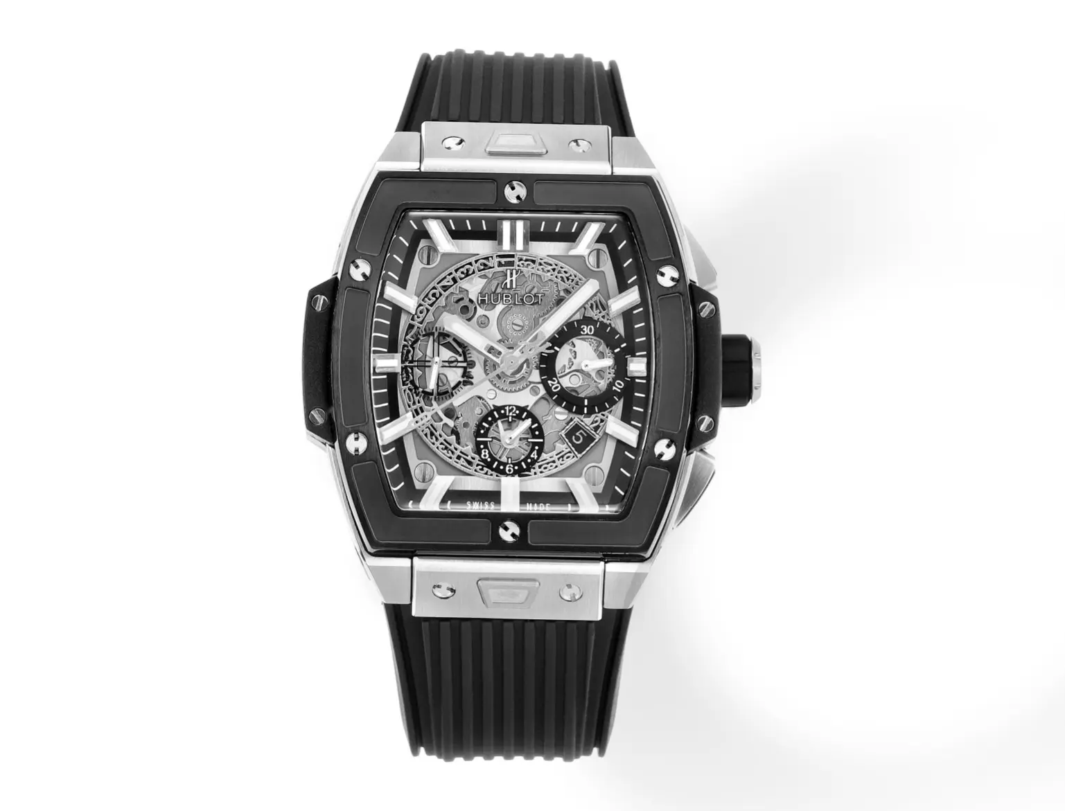 src_0-434.webp HUBLOT Spirit of Big Bang Black & Silver Limited Edition Watch β Model 642.NX.0170.RX with Rubber Strap - Image 1